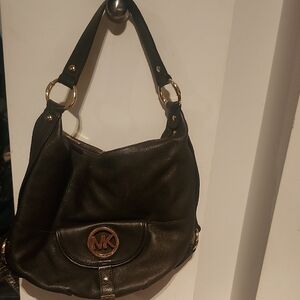 Michael Kors Dark BrownLeather Shoulder Bag40cm 16po ×30cm.12 Po